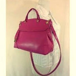 Furla Piper Large Leather Satchel Bag, Pink Gloss
